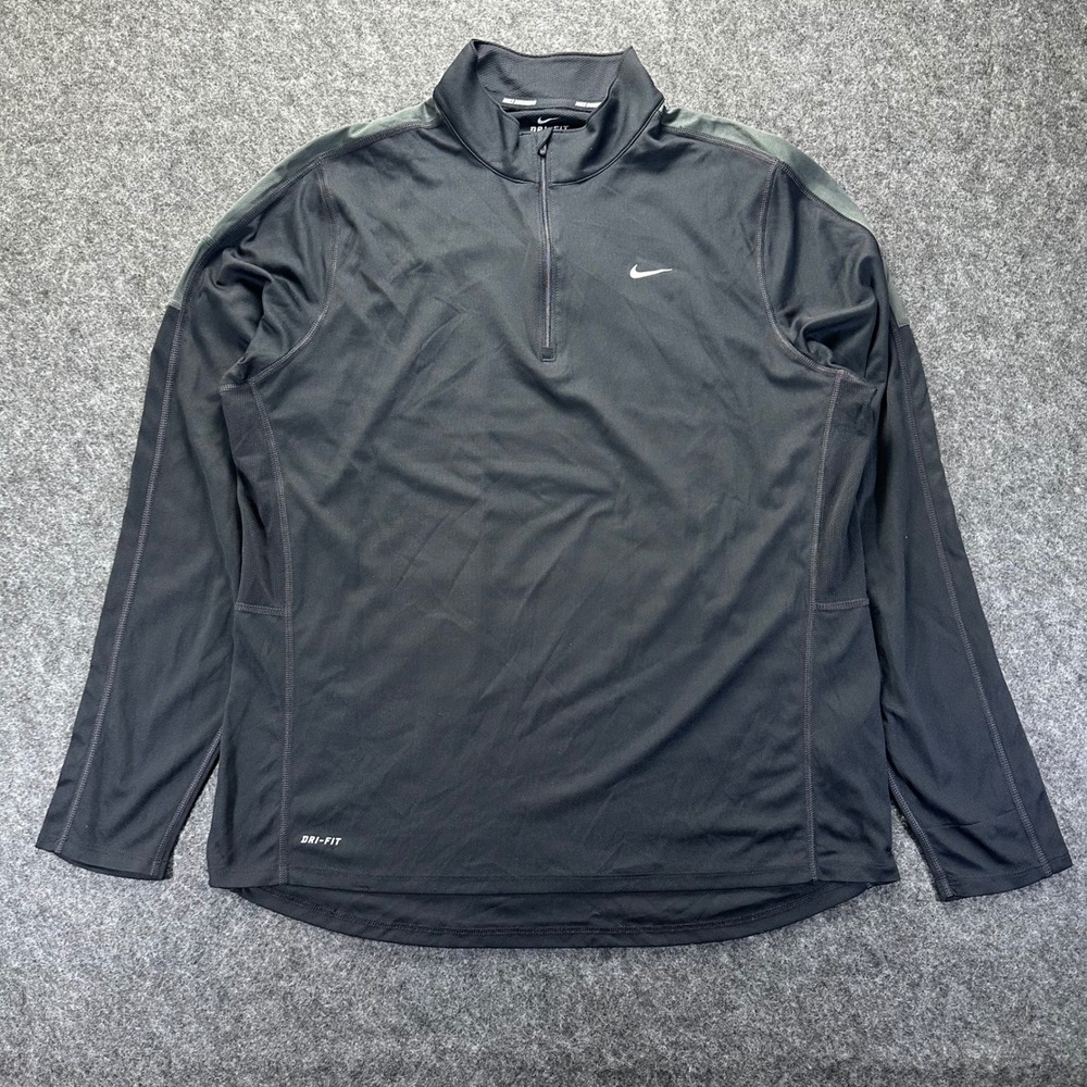 Nike Mens Black Dri-FIT Running Athletic Quarter Zip Pullover XL